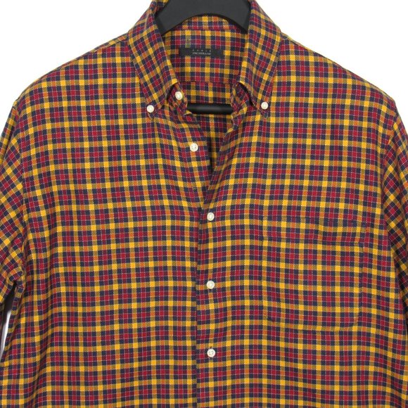FABIO INGHIRAMI Men's Plaid Shirt Soft Fleece Italy Red Multicolor Size 16/41 - Picture 4 of 12